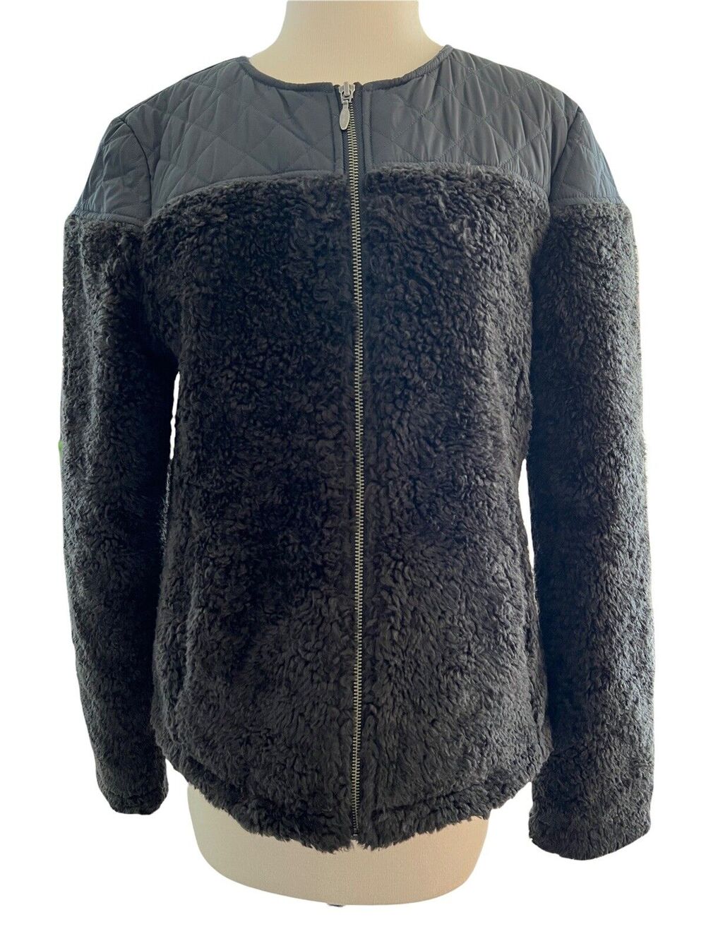 Medium prAna Women's Good Lux Winter Jacket Coat Black Sherpa Fleece
